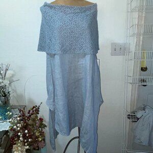 NWT Medium Blue Lace Asymmetrical Dress TRANSPARENTE sz 1 S / M Made i…